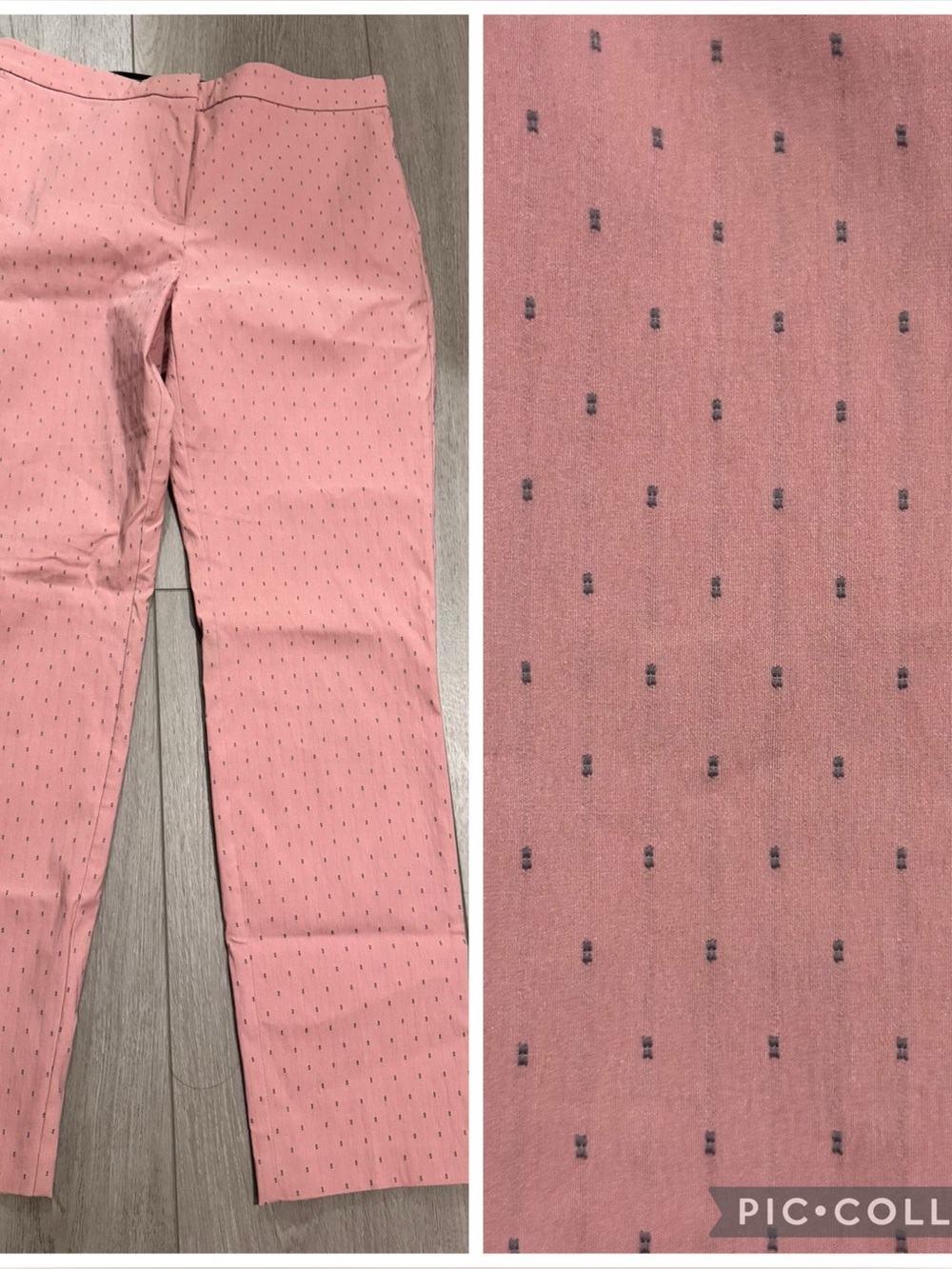 Zara size L pink pants with small dark polka dots with pockets